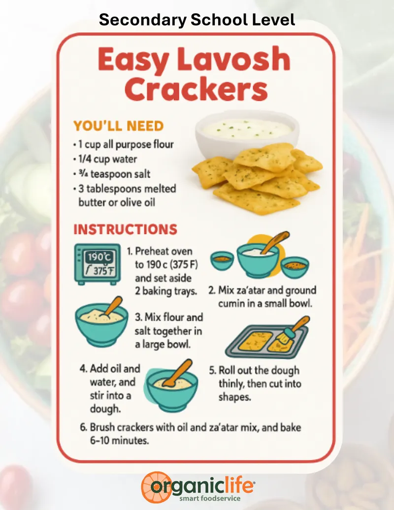 Easy Lavosh Crackers recipe card